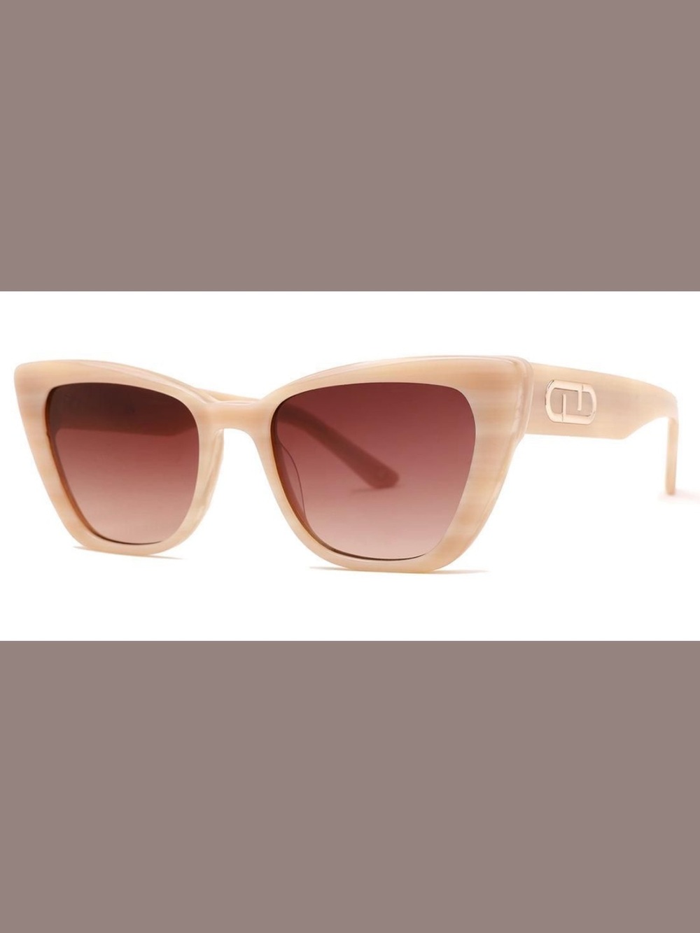 CAROLINA LEMKE Nude Cat-Eye Sunglasses with Brown Lenses full set